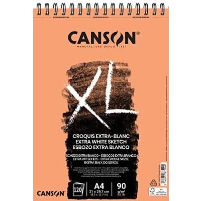 Bild av Canson XL® extra blanc, vitt skissblock, DIN A4, 120 ark, 90 g/m², 210 x 311 mm