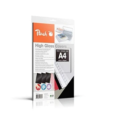 Bild av Peach PB100 17 bakväggar omslag A4, 250 g/m², 25 stycken, högglans, svart