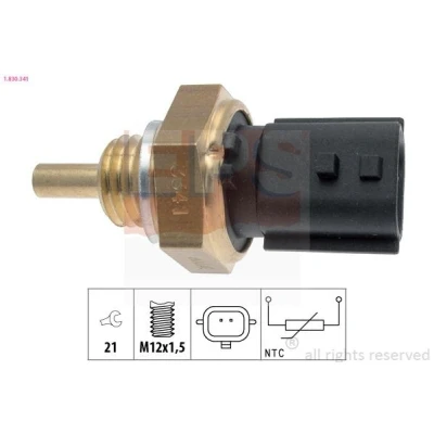 Bild av EPS 1.830.341 Sonde De Température Liquide Refroidissement Made in Italy OE Equivalent noir RENAULT: MEGANE 2, TWINGO CLIO 3