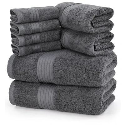 Bild av Utopia Towels 8 delat handduksset, 700 GSM, 2 badhanddukar, handdukar och 4 tvättlappar, grå
