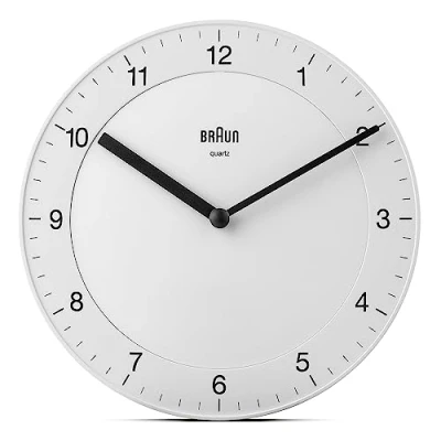 Bild av Braun Classic Analogue Wall Clock with Quiet Quartz Movement, Easy To Read, 20cm Diameter in White, model BC06W.