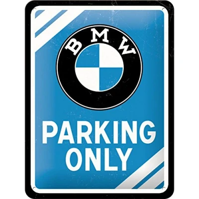 Bild av Nostalgic Art Plåtskylt i retrostil, 15 x 20 cm, official license product (OLP), BMW Parking Only Blue Presentidé för fans, av metall, vintagedesign