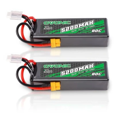 Bild av OVONIC 3S Lipo batteri 80C 5 200 mAh 11,1 V med XT60 stickhårt fodral för RC Car Monster Truck Truggy Buggy Hobby(2 st)