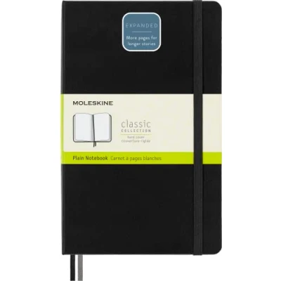 Bild av Moleskine Classic Expanded Plain Paper Notebook Hard Cover and Elastic Closure Journal Color Black Size Large 13 x 21 A5 400 Pages