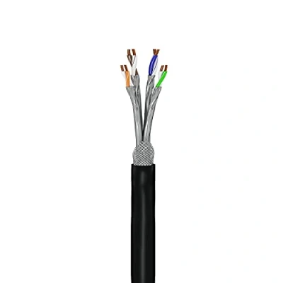 Bild av goobay 52768 Cat 7 utomhus nätverkskabel, läggkabel, S/FTP (PiMF), OFC, 600 MHz, 2 vägs skärmad, AWG 23/1, PE kappa, svart, 100 m, meter