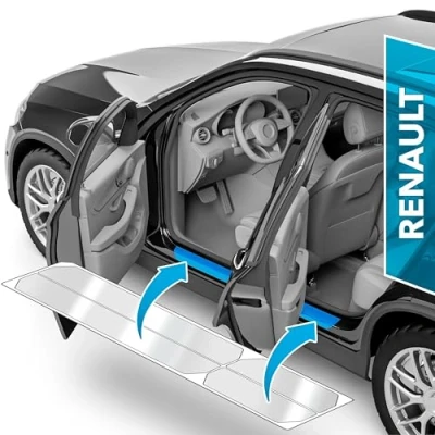 Bild av uProtect skyddsfilm för trösklar till bildörrar Renault Clio 5 (V) I 2019 2024 skyddsfolie bildörr lackskyddsfolie med installationstillbehör transparent glansig