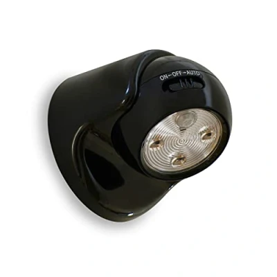 Bild av Auraglow batteridriven rörelseaktiverad PIR sensor avtagbar sladdlös LED säkerhet (svart, utan batterier)