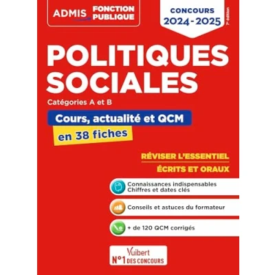 Bild av Politiques sociales, Catégories A et B: Cours, actualité QCM en 38 fiches
