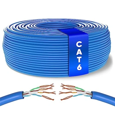 Bild av Mr. Tronic cat6 Bulk Ethernet kabel 50 m, Network LAN Cat 6 hög hastighet för snabb internet 1 Gbps 250 MHz, kabel, AWG24, Cat6, Bulk, UTP, CCA (50 meter, blå)
