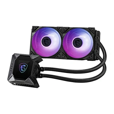 Bild av MSI MPG CORELIQUID K240 AIO CPU vattenkylning LCD pump med 60 mm fläkt, 2 x 120 ARGB TORX fläkt 4.0, förångningssäkra slangar, stöder GI kylning &amp; Mystic Light, AM/Intel kompatibel
