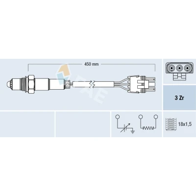 Bild av FAE 77117 Sonde lambda devant le catalyseur de régulation RENAULT: CLIO 1, Rapid, Super 5 3/5 portes