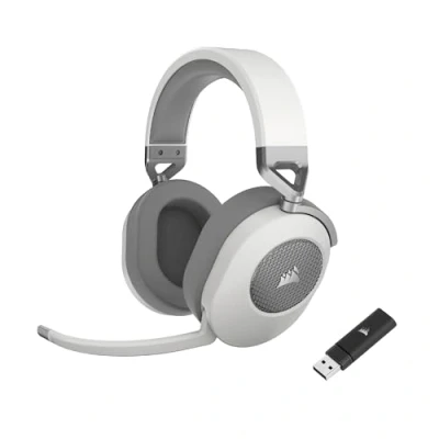 Bild av Corsair HS65 WIRELESS Gaming Headset 2,4 GHz Trådlös Anslutning Eller Bluetooth med Låg Latens, Dolby® Audio 7.1 Surroundljud, Lättvikt, Rundupptagande Mikrofon Vit