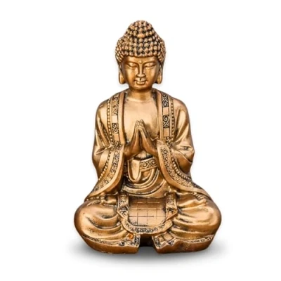 Bild av Buddha staty Gold Meditation Zen och Feng Shui dekorationsstatyett ger andlighet till ditt hem en avkopplande atmosfär av lyckobringare höjd: 12 cm Zen&#039;Light
