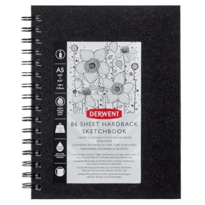 Bild av Derwent Big Book Skissbok, A5, 86 Ark, Spiralbunden, Svart, 2301608
