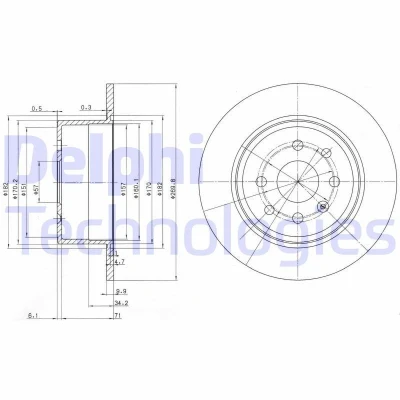 Bild av DELPHI BG2637 Disque de frein 270 10 4 plein huilé non traité sans roulement roue, bague ABS OPEL: Calibra A, Vectra A Berline