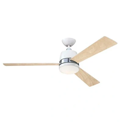 Bild av 73038 Tristan, modern 132 cm DV/belysning och fjärrkontroll från Westinghouse Lighting, vit design med accenter borstad nickel, opalmjölkglas