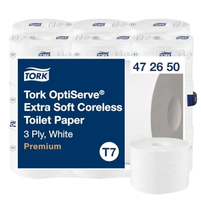 Bild av Tork Toalettpapper T7 Premium OptiServe Extra Mjukt Coreless 3 lag vit 18/krt