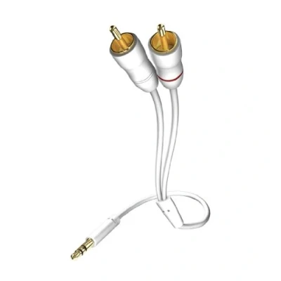 Bild av Inakustik 00310005 Star Jack Adapter 3,5 mm uttag &gt; 2 x RCA För anslutning från smartphones, surfplattor eller PC till HiFi förstärkare 5,0 m i vitt folieskärm mot yttre störningar