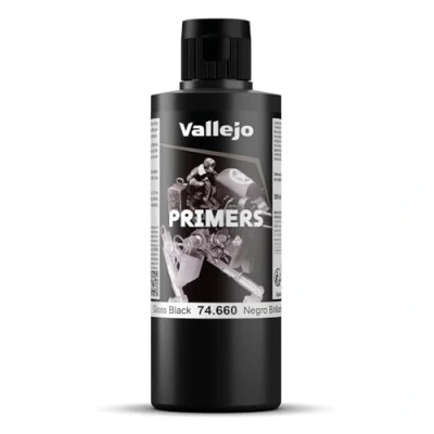 Bild av Vallejo 74.660, Primer grundfärg, Metall, Polyvinylklorid (PVC), Trä, Färdigblandad, Svart, Glans, 200 l