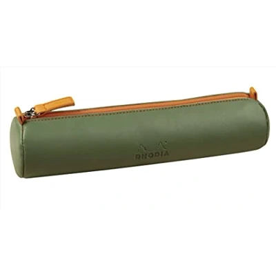 Bild av Rhodia 319004C Pennfodral Rhodiarama, rund, 21,5 x 5,5 cm, fodrad med elfenbensfärgad jersey, praktisk och elegant av konstläder salvia, 1 styck