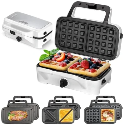 Bild av Grill 3 en 1 MPM MOP 33M Plaques interchangeables Grille pain sandwich Gaufrier belge 1200W