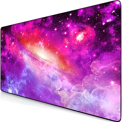 Bild av Retoo Gaming musmatta XXL, 800 x 400 mm, stor bordsunderlägg storlek, halkfritt skrivbordsunderlägg förbättrar hastighet och precision, motiv kosmos