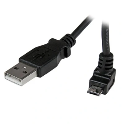 Bild av StarTech.com 1 m USB 2.0 A till Micro B kabel uppåtvinklad svart A/Micro datakabel/anslutningskabel