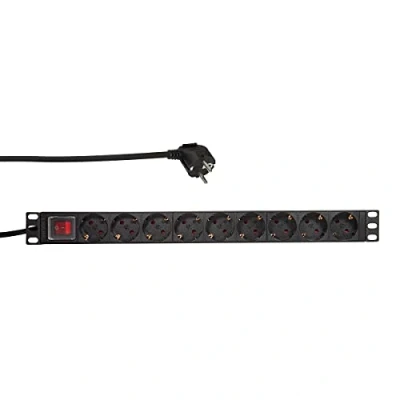 Bild av LogiLink PDU9C02, Vågrät, Gjuten aluminium, Svart, 9 AC utgångar, 2 m, 250 V