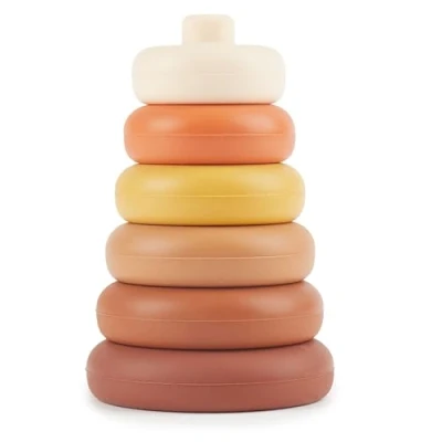 Bild av BIECO silikon stapelbara kuber choklad bliss ringar babypyramid 6 månader babyleksak Sensorisk lek baby kub spel leksak