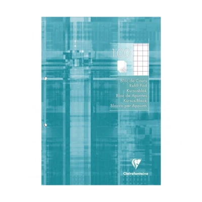 Bild av Clairefontaine 5813C kursblock (med 100 ark, romerad med marginal, DIN A4, 21 x 29,7 cm, perfekt för skolan) 1 st vit