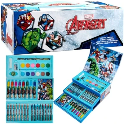 Bild av Marvel Konsttillbehör för barn Konstset Avengers Målarfärgset Färgkritor Målarmarkörer Iron Man Captain America Hulk Art Case (Multicolor Avengers)