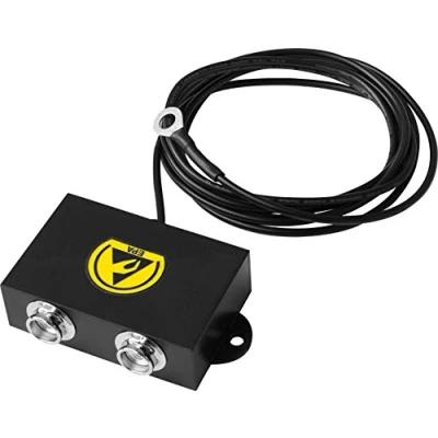 Bild av BJZ jordningsbox med 2 tryckknappsanslutningar 10,3 mm, slät kabel och skruvhylsa M5 (1 Mohm)