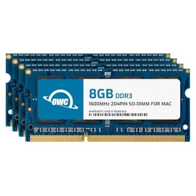 Bild av OWC 4x 8GB, 1600MHz, DDR3L, PC12800, 32 GB, 4 x 8 DDR3, 1600 Mhz, 204 pin SO DIMM, Blå