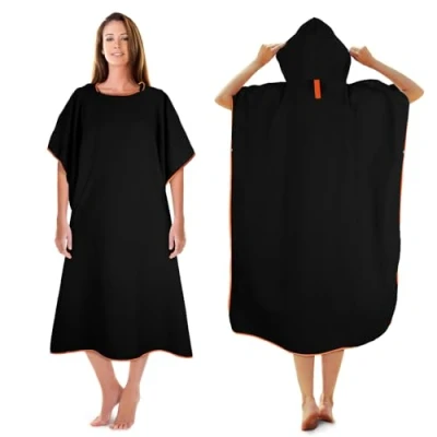 Bild av KUOGAS badponcho, handduksponcho, 110x74 cm mikrofibersurfing, snabbtorkande duschponcho, långt blöjbyteshjälp med huva
