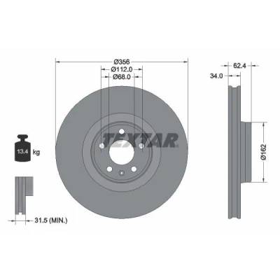 Bild av TEXTAR PRO+ 92293505 Disque de frein AUDI: A6 C7 Allroad