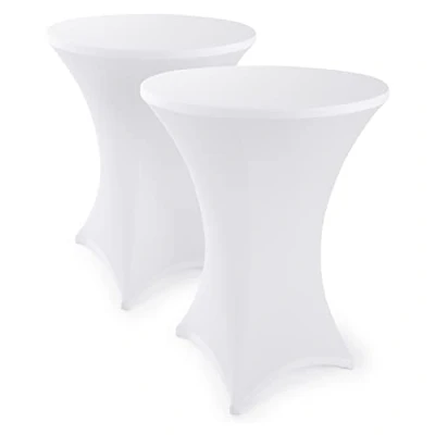 Bild av Blumtal Copritavolo da bar elastico senza bisogno di essere stirato certificato OEKO TEX per tavoli Ø 80 85 cm, Bianco, Set 2