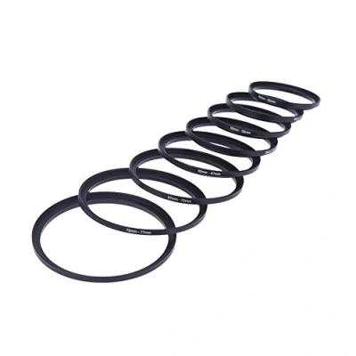 Bild av Andoer 8 stycken step up adapter ring kit filter dapterringar filteradapter 49 52 55 58 62 67 72 77 82 mm