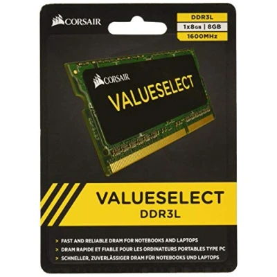 Bild av Corsair Value Select SODIMM 8 GB (1 x GB) DDR3L 1 600 MHz C11 minne för bärbara dator/bärbara datorer svart