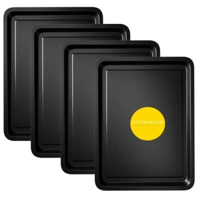 Bild av 4 pack Essentials bakplåtsset 32 cm från Homeware Hut enkel rengöring bakplåt/panna, non stick tenn, multipack set ugnsbrickor diskmaskinssäker och