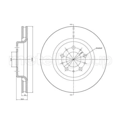 Bild av METELLI 23 0770C Disque de frein 302,0 26,0 5 68,0 ventilé peint VOLVO: XC70 I Cross Country, V70 I, C70 Coupe