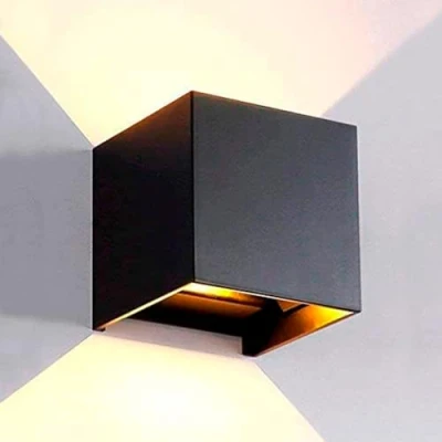 Bild av M Ledme Vägglampa svart utomhus/inomhus LED 6W, 3000k varmvit, justerbar ljusstråle, IP54 vattentät, idealisk belysning för utomhusbruk, trädgård, terrass, innergård, LM6182