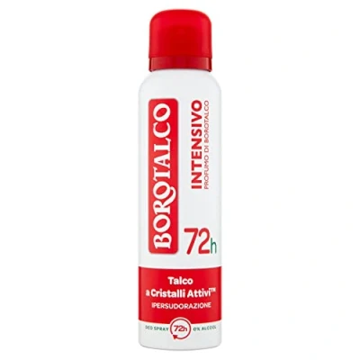 Bild av Borotalco, Intensiv spray deodorant, alkoholfri formel med aktiv kristalltalk, hypersvettning, puderdoft, 72 h effektivitet 1 flaska på 150 ml