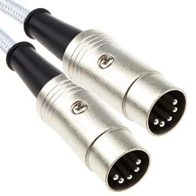 Bild av kenable Professional MIDI 5 stifts DIN kabel, helt trådad, flätad kabelskärm, 1 m vit [1 meter]