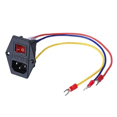Bild av 3Dman 15A 250V Rocker Switch On/Off Power Socket Inlet Module Plug 10A Fuse with 3Pcs 18 AWG Wiring 3 pinowy IEC320 C14