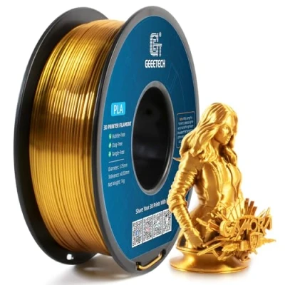 Bild av GEEETECH PLA filament, 1,75 mm, för 3D skrivare, 1 kg spole, silkesguld