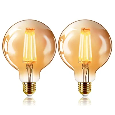 Bild av EXTRASTAR Edison vintage glödlampa E27, E27 LED, G125 6 W 2200 K, varmvit, nostalgi dekoration, 2 stycken
