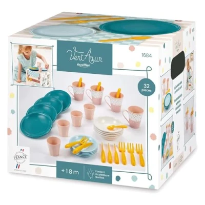 Bild av Ecoiffier Toys 1684 Service Picnic Green Azur imitationsspel för barn från 18 månader ursprung Frankrike, en storlek