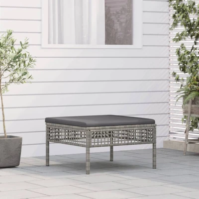 Bild av vidaXL fotpall med dyna för trädgården grå konstrotting, trädgård, dyna, utemöbel, fotpallar dynor