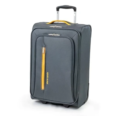 Bild av Pierre Cardin Cion mjukt bagage med stresstestade hållbara hjul Teleskopiskt draghandtag resväska förpackningsremmar CL610M, grå och Orange, S, Liten 56x39x25
