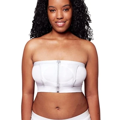Bild av Medela handsfree pump bustier från bh för bekväm pumpning med materialet Adaptiv stretch perfekt passform vit XL